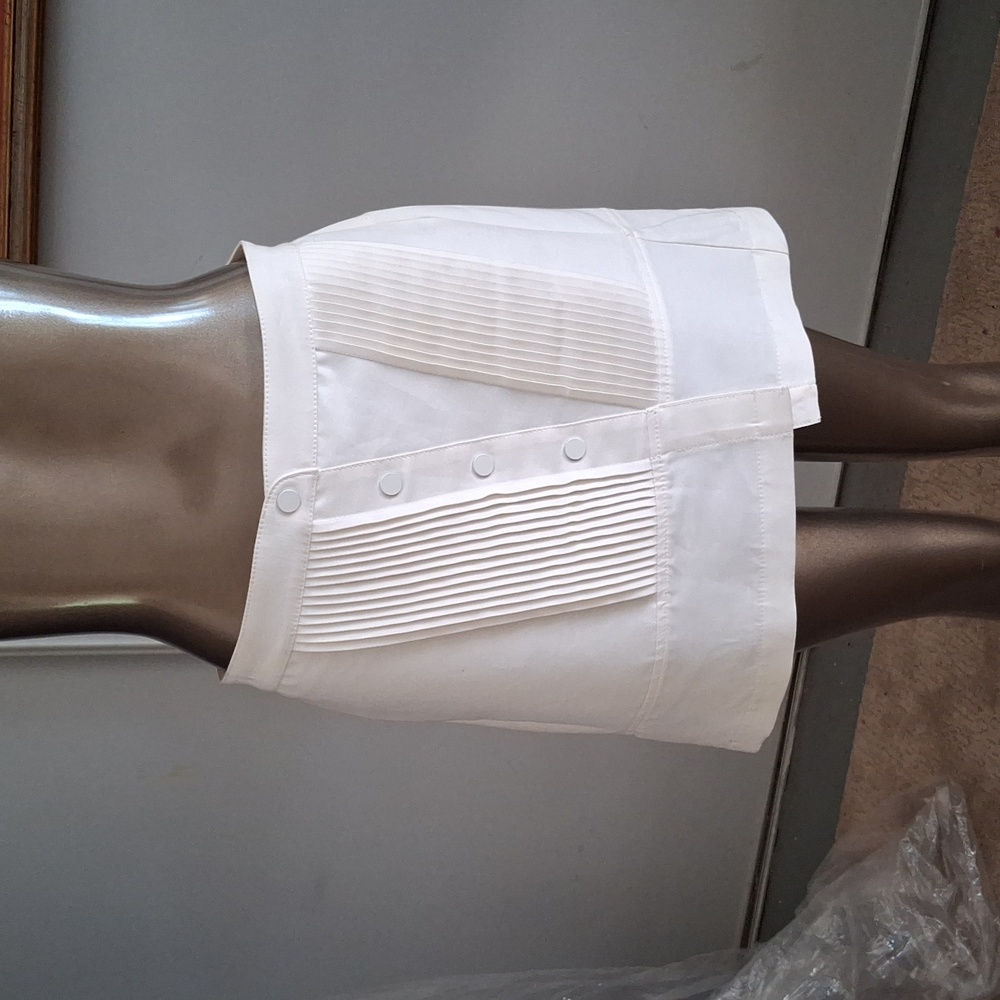 Vintage runway tuxedo mini skirt in creme white cotton